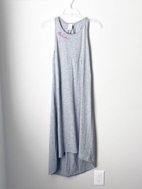 Xhilaration Light Gray Small Hi-Lo Racerback Sleep Dress with Pink Script